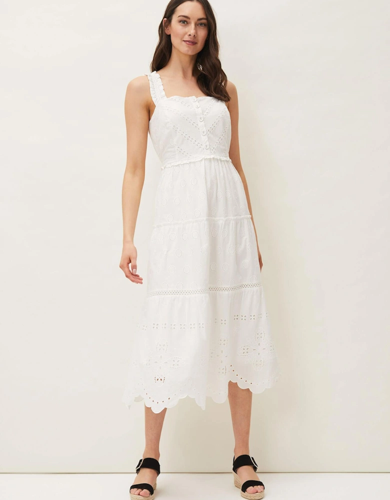 Ellie Broderie Midi Dress