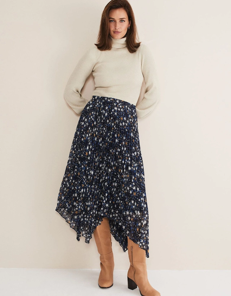 Zeba Star Pleated Midi Skirt