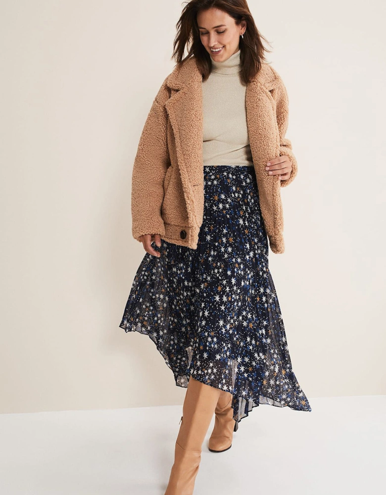 Zeba Star Pleated Midi Skirt