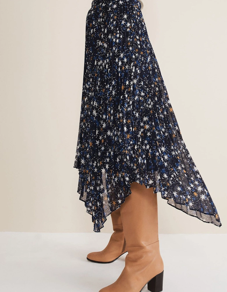 Zeba Star Pleated Midi Skirt