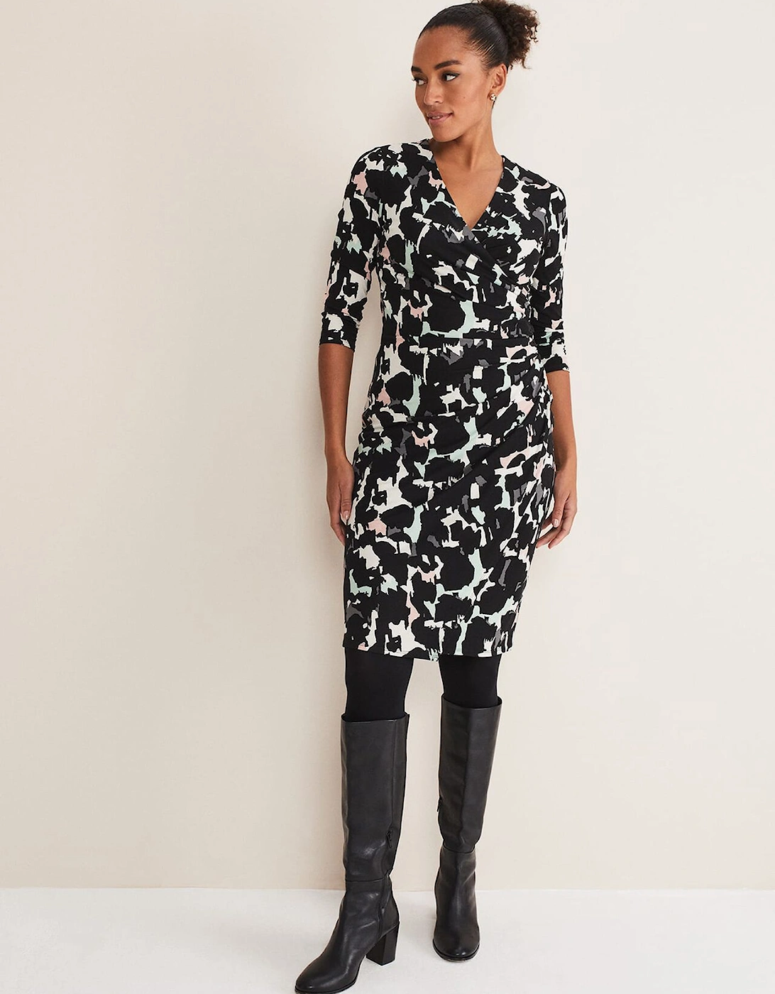 Lanor Wrap Printed Jersey Dress