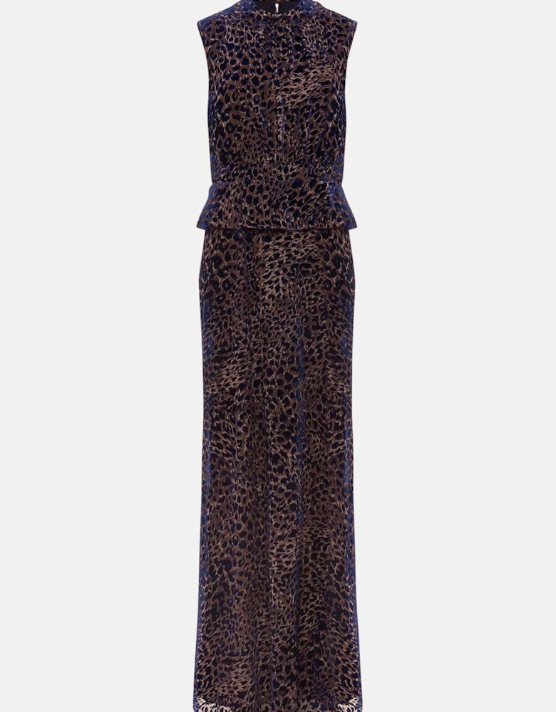 Catalina Leopard Velvet Maxi Dress