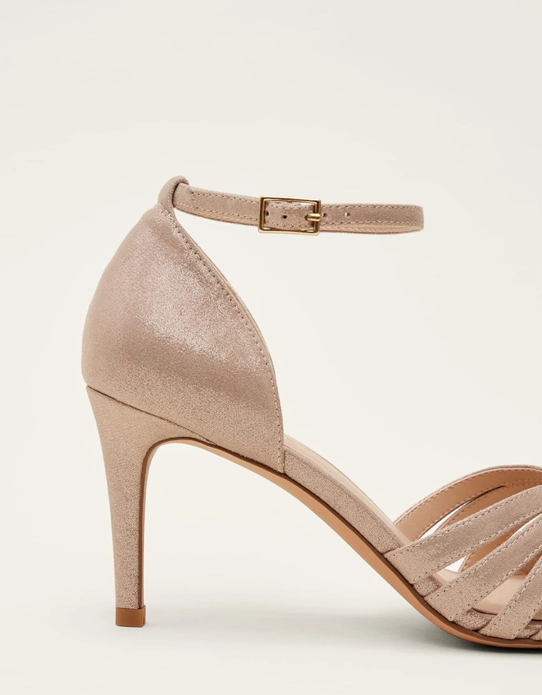 Stitched Metallic Heel Sandal