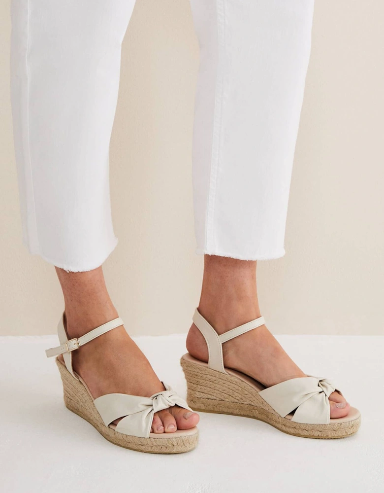 Leather Knot Front Espadrilles