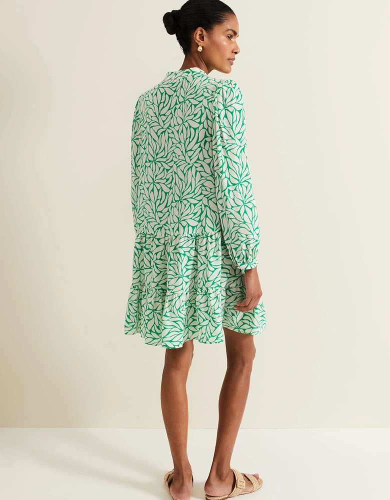 Penele Leaf Print Swing Dress