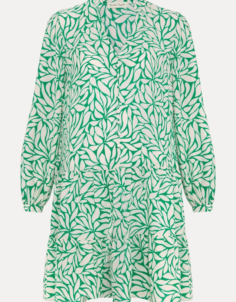 Penele Leaf Print Swing Dress