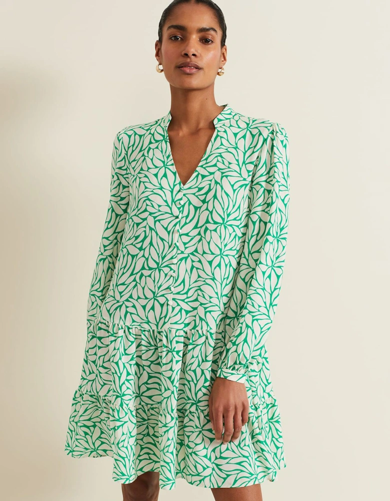 Penele Leaf Print Swing Dress