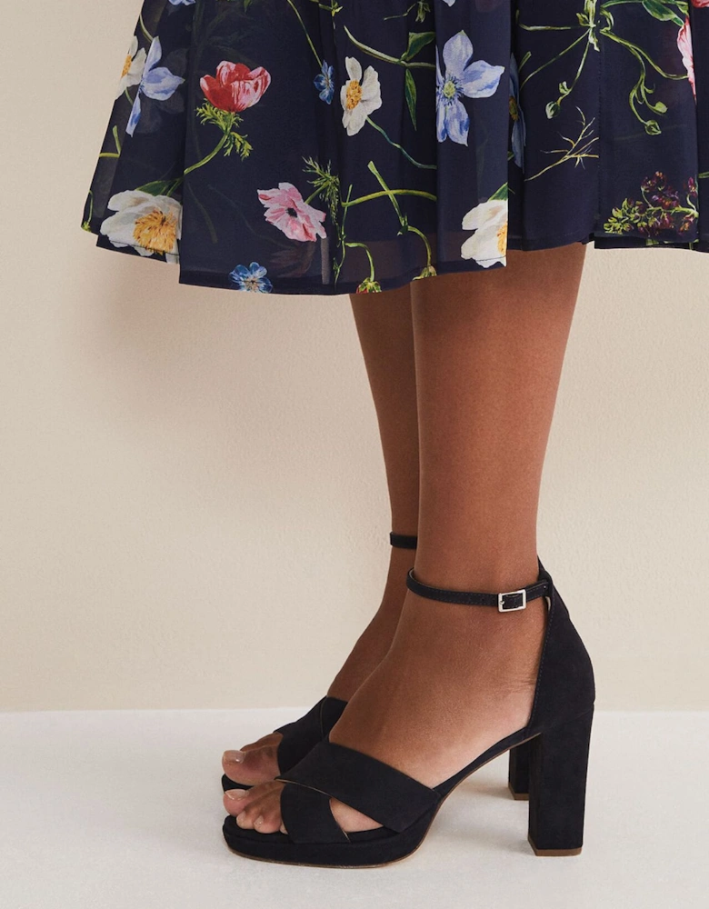 Navy Suede Platform Heels