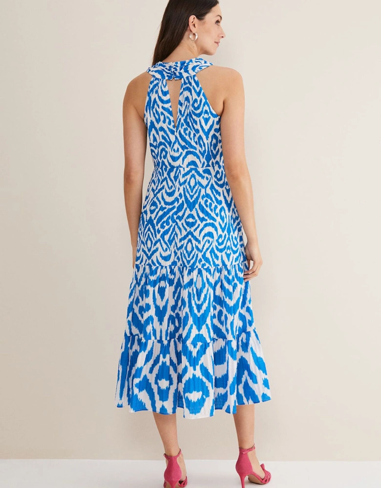 Bella Cross Neck Print Midi Dress