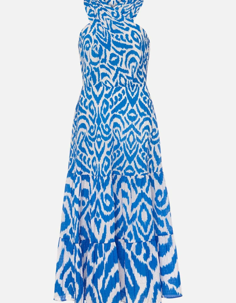 Bella Cross Neck Print Midi Dress