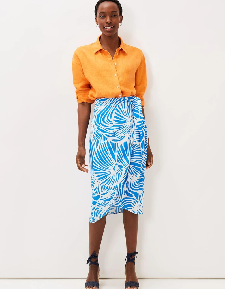 Dorothy Shell Print Wrap Skirt