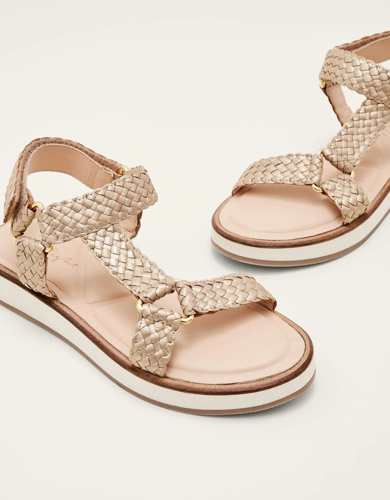 Leather Weave Velcro Sandal