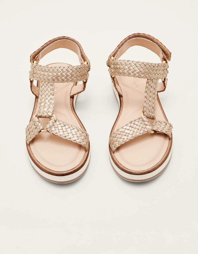 Leather Weave Velcro Sandal