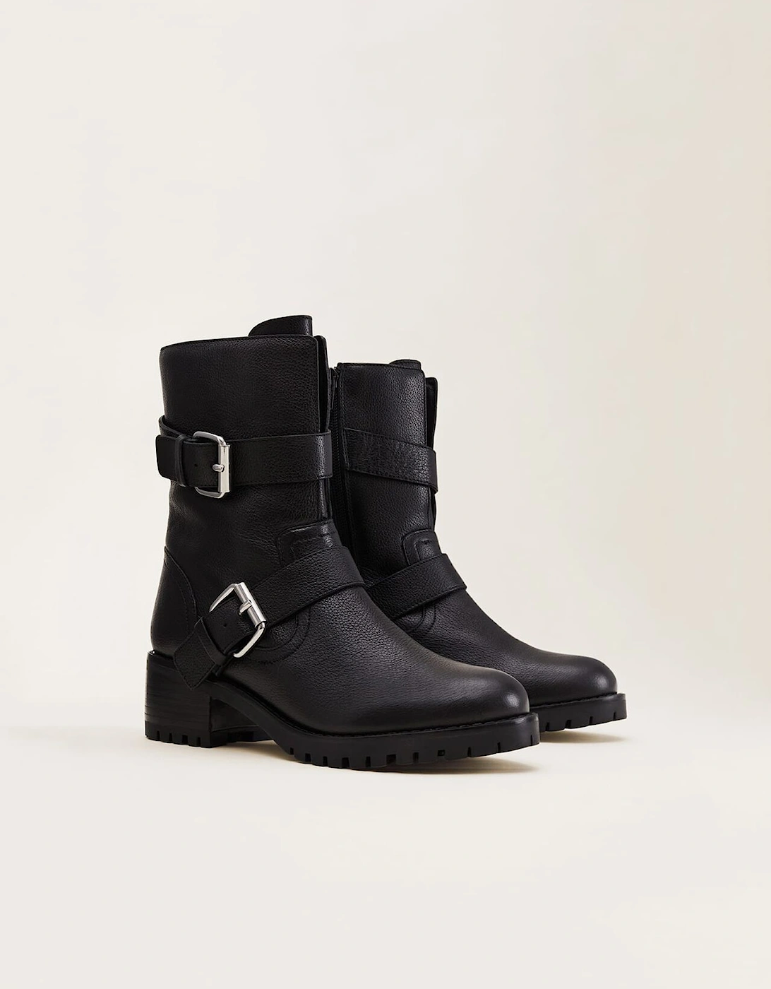 Alaska Black Leather Biker Boots