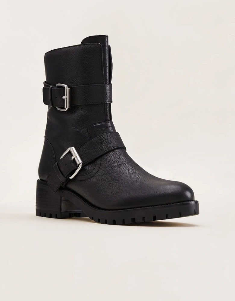 Alaska Black Leather Biker Boots