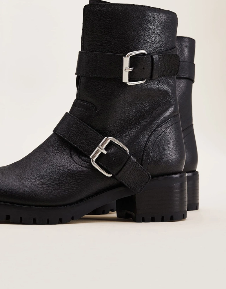 Alaska Black Leather Biker Boots