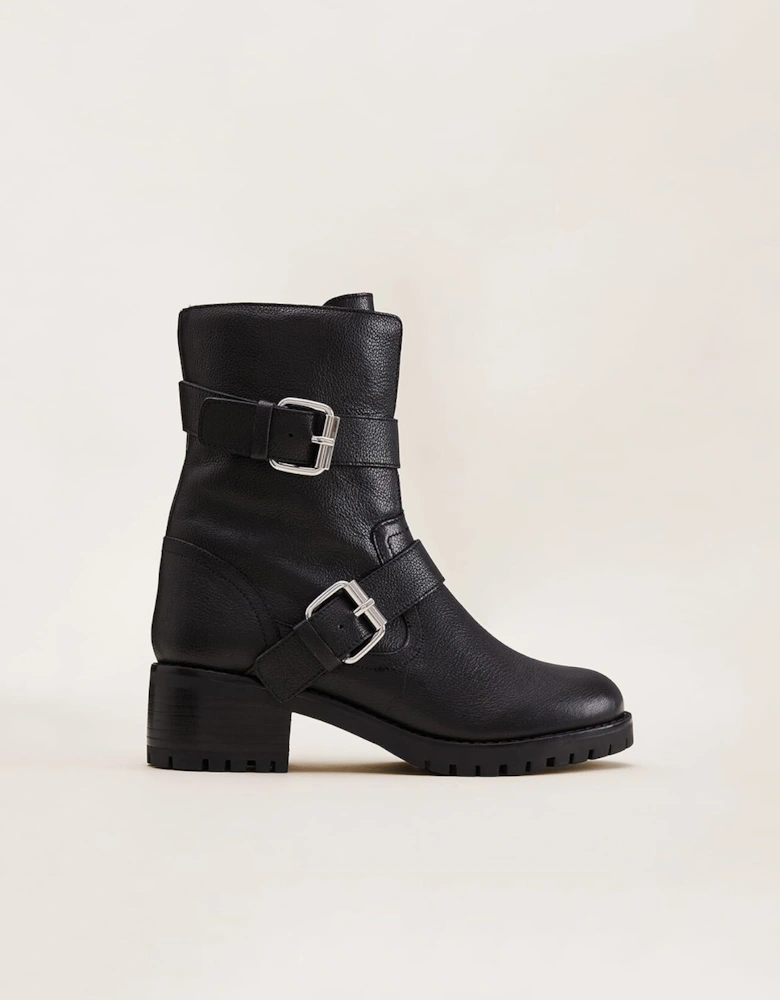 Alaska Black Leather Biker Boots