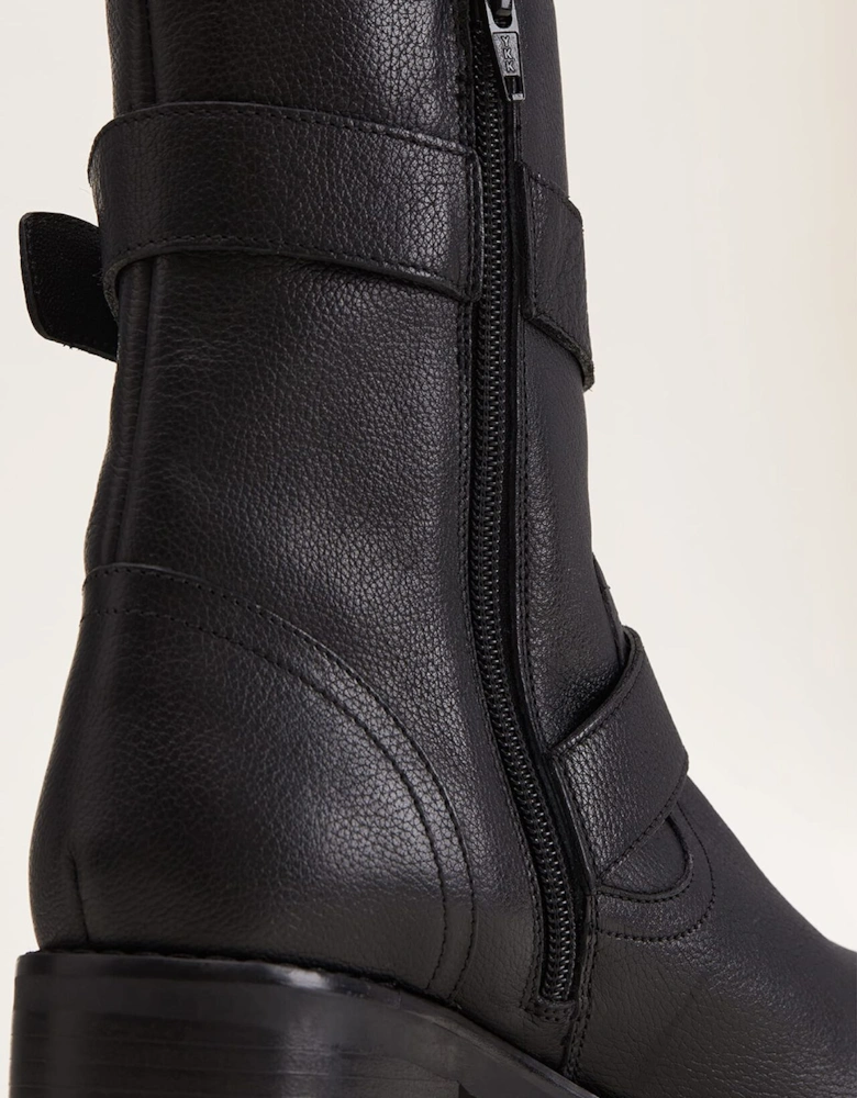 Alaska Black Leather Biker Boots