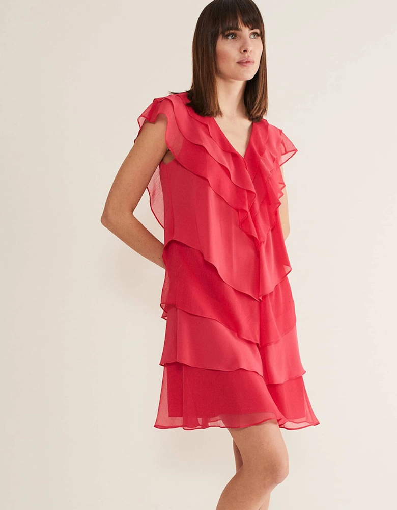 Sage Pleated Ruffle Mini Dress