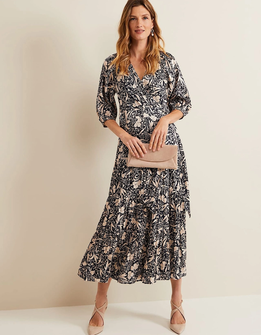 Kezia Satin Floral Wrap Dress, 9 of 8