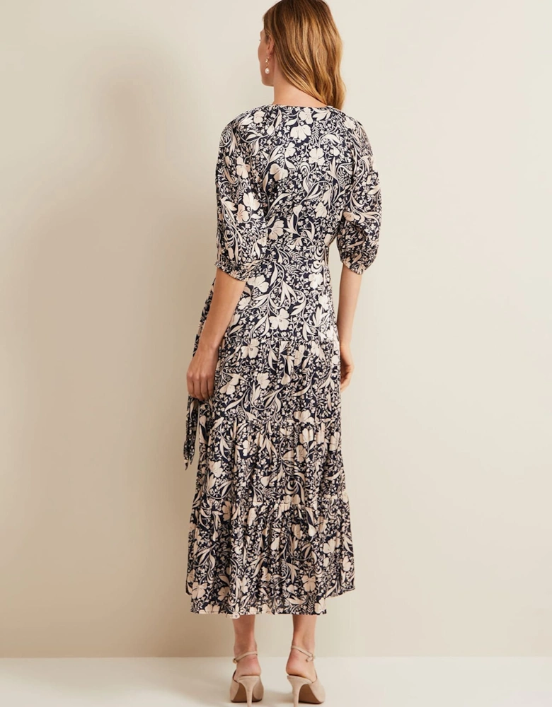 Kezia Satin Floral Wrap Dress