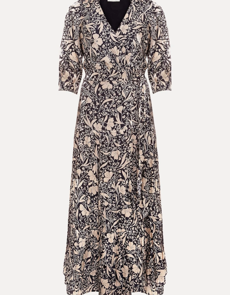 Kezia Satin Floral Wrap Dress