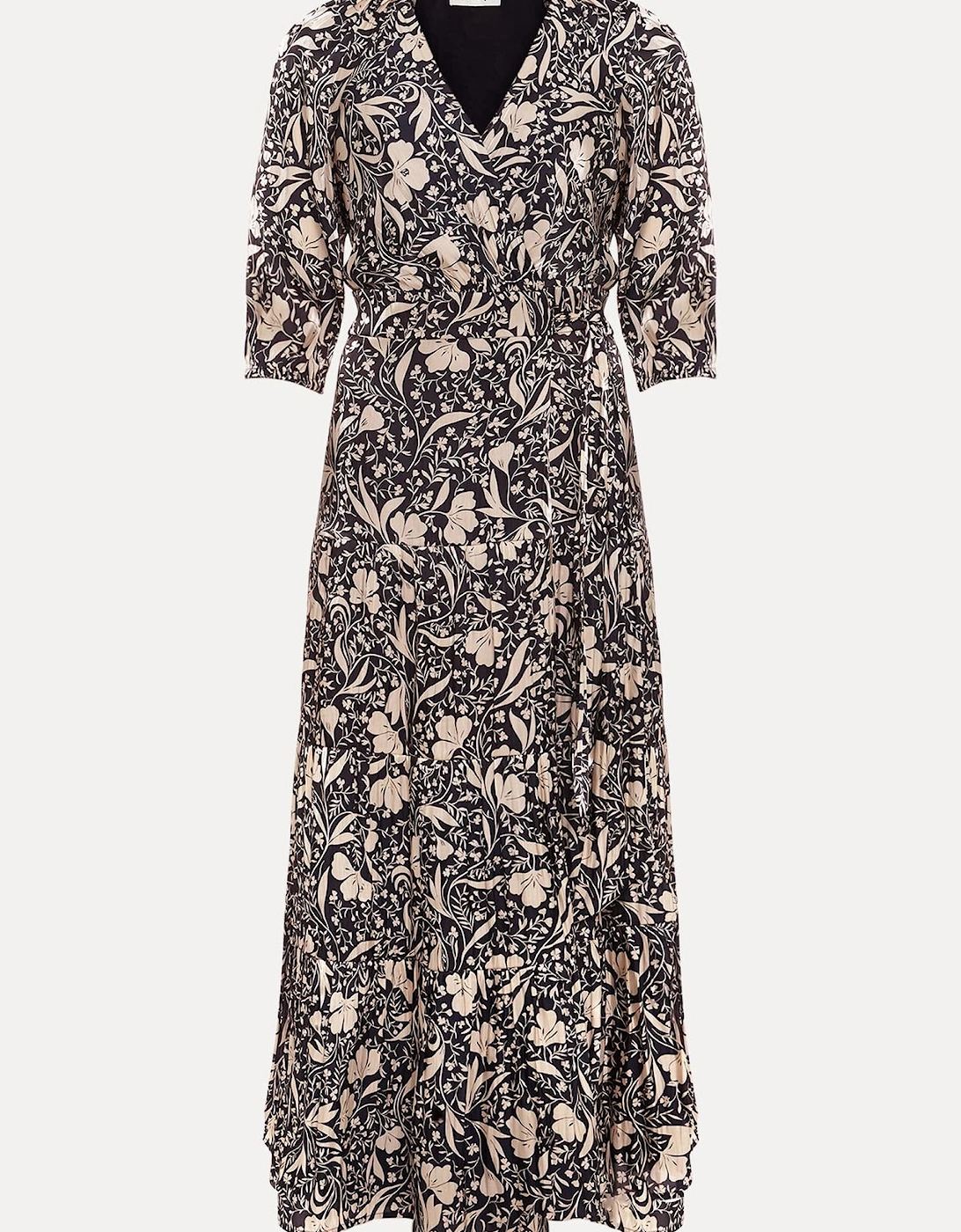 Kezia Satin Floral Wrap Dress