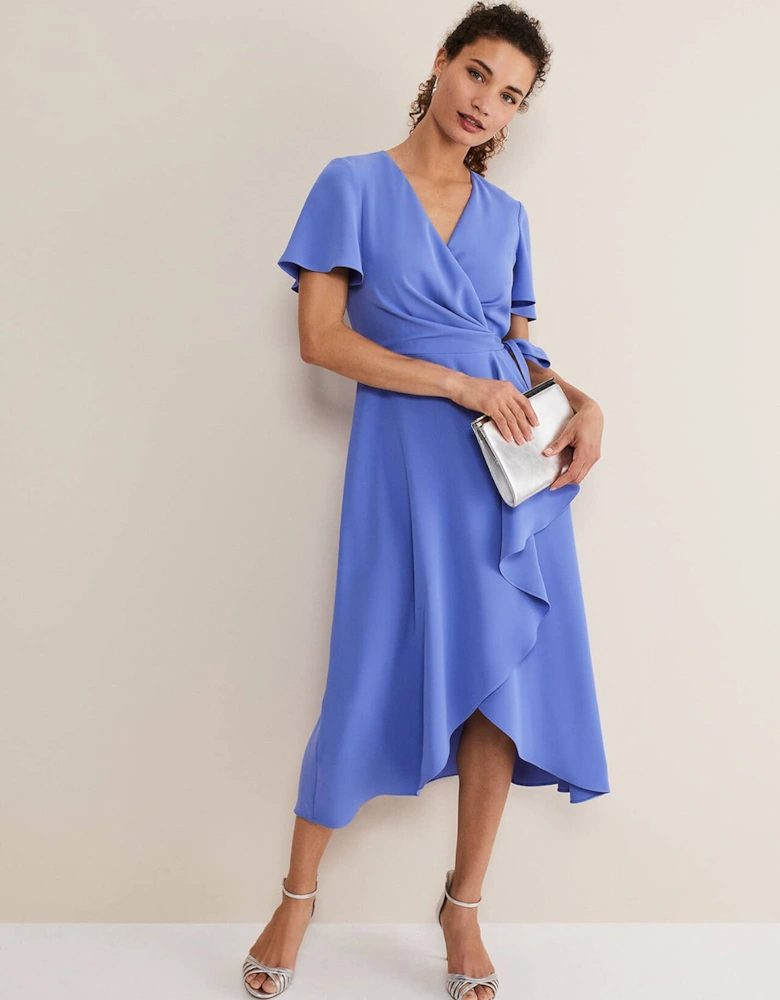 Julissa Ruffle Wrap Midi Dress