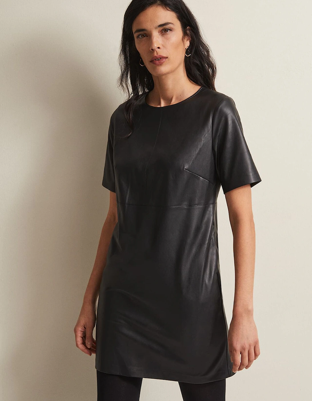 Hilde Faux Leather Shift Mini Dress, 7 of 6