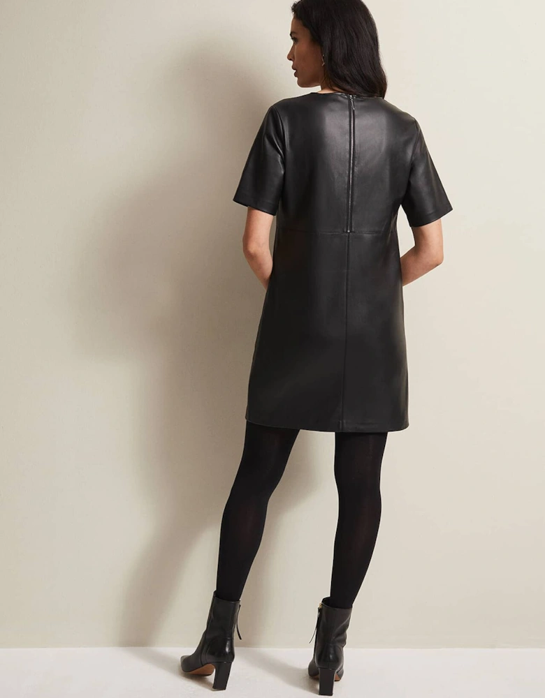 Hilde Faux Leather Shift Mini Dress