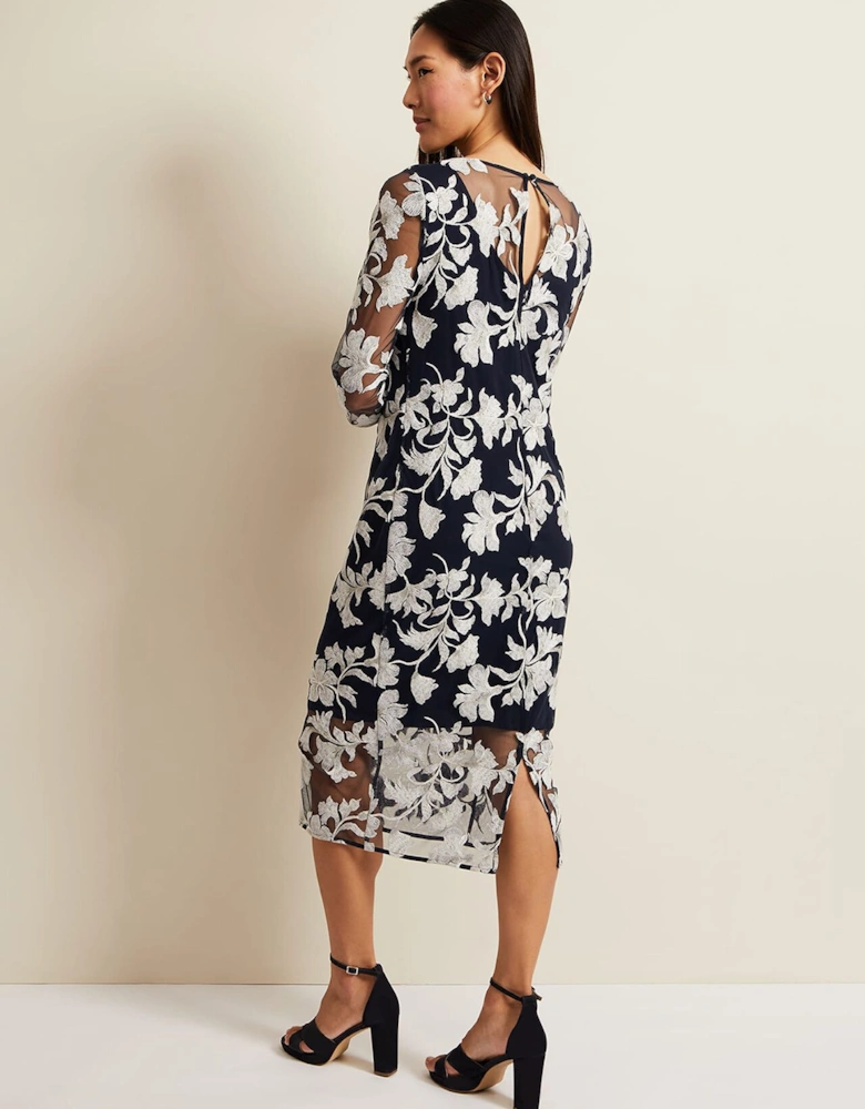 Irina Floral Mesh Midi Dress