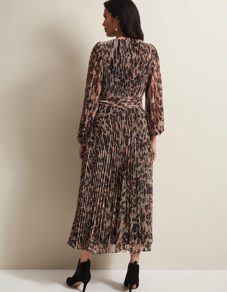 Jovie Leopard Print Plisse Maxi Dress