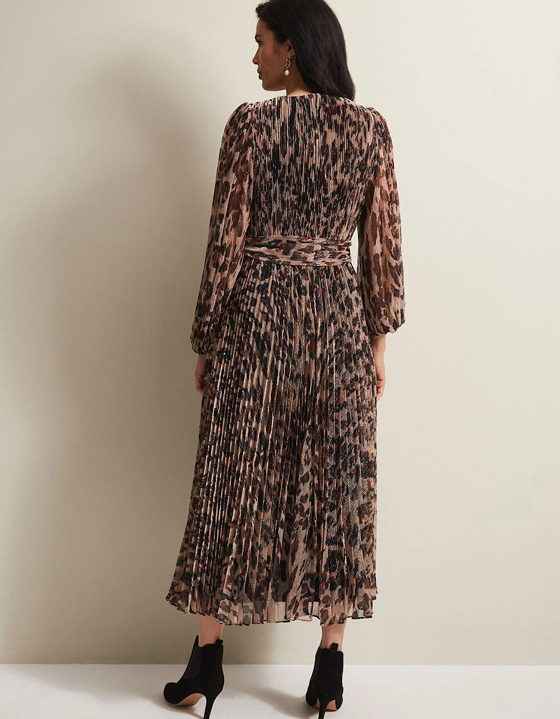 Jovie Leopard Print Plisse Maxi Dress