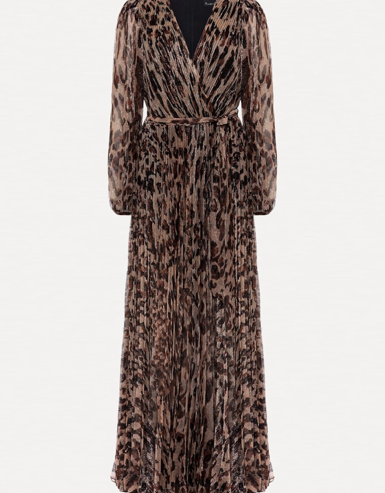 Jovie Leopard Print Plisse Maxi Dress