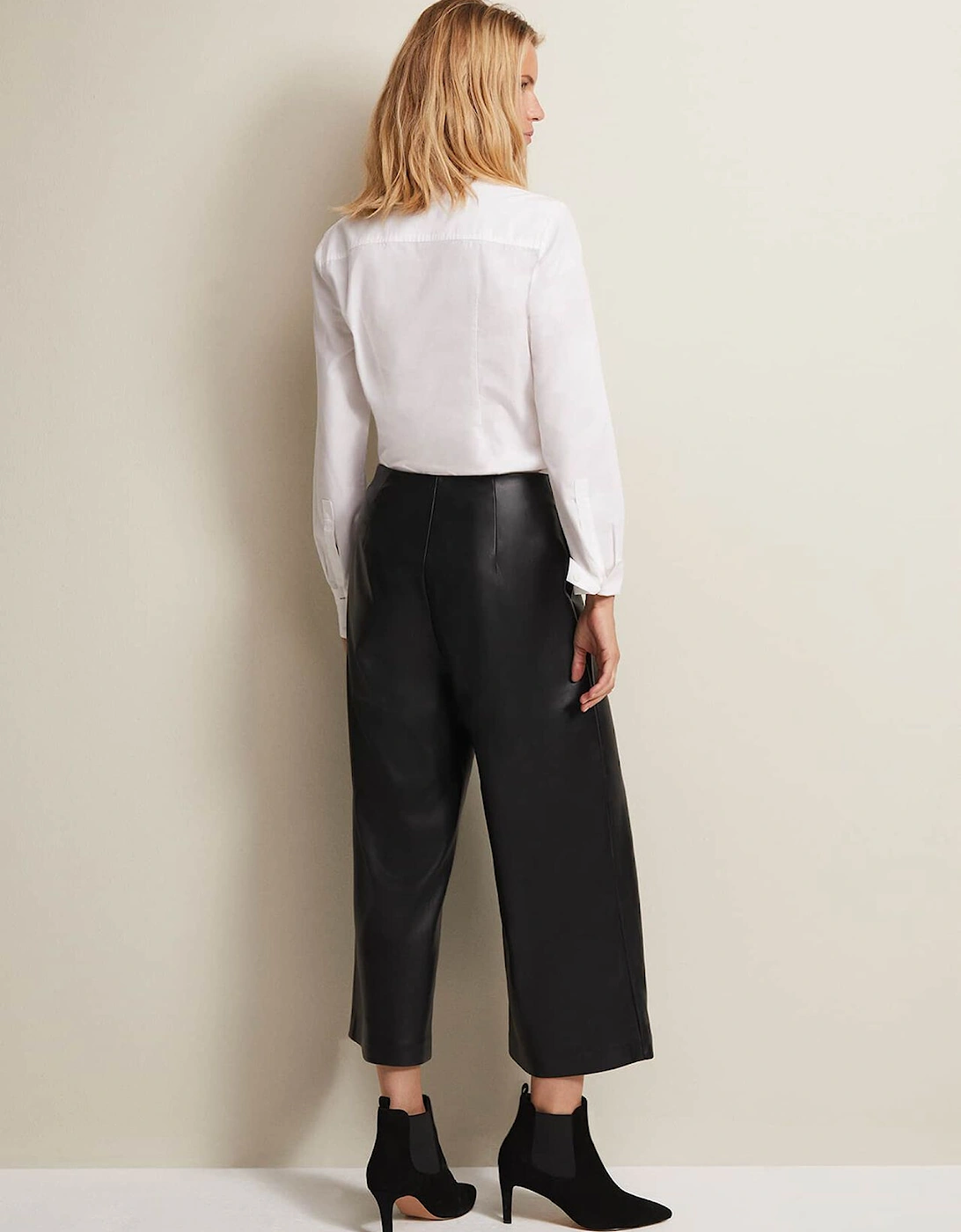 Emeline Black Faux Leather Culottes