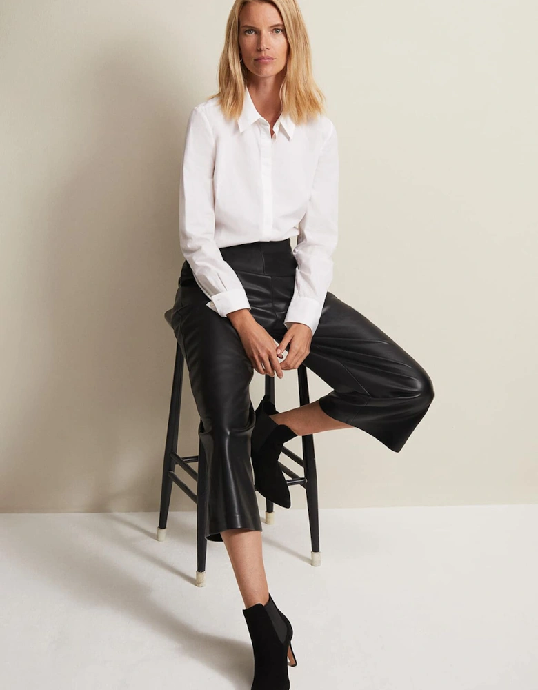 Emeline Black Faux Leather Culottes