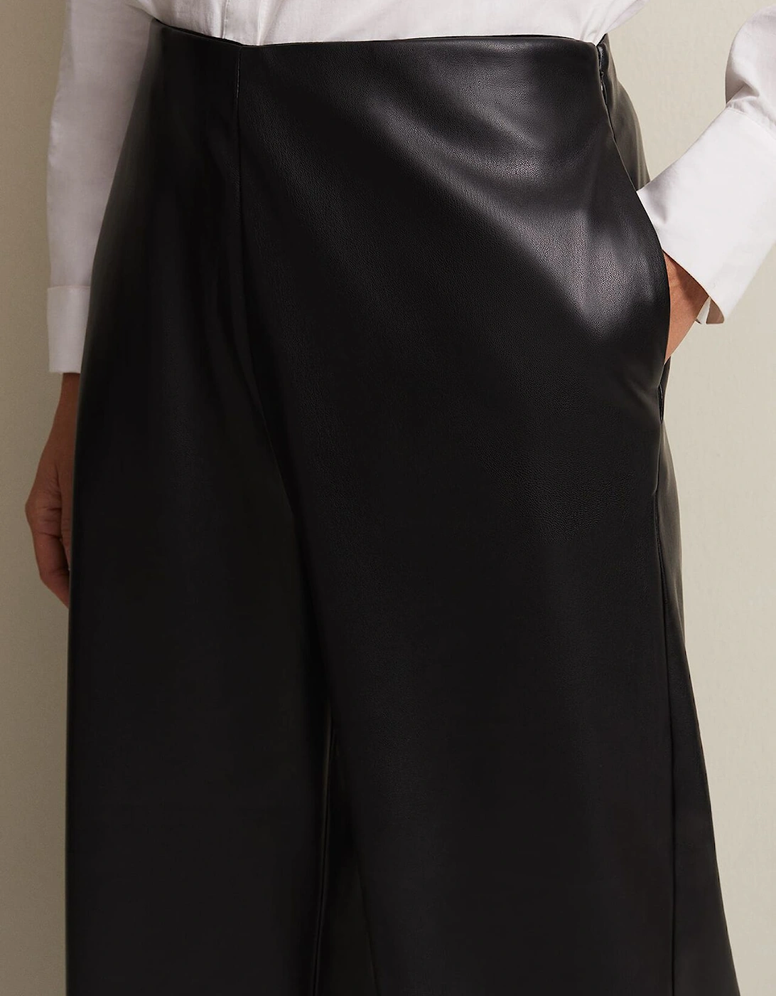 Emeline Black Faux Leather Culottes