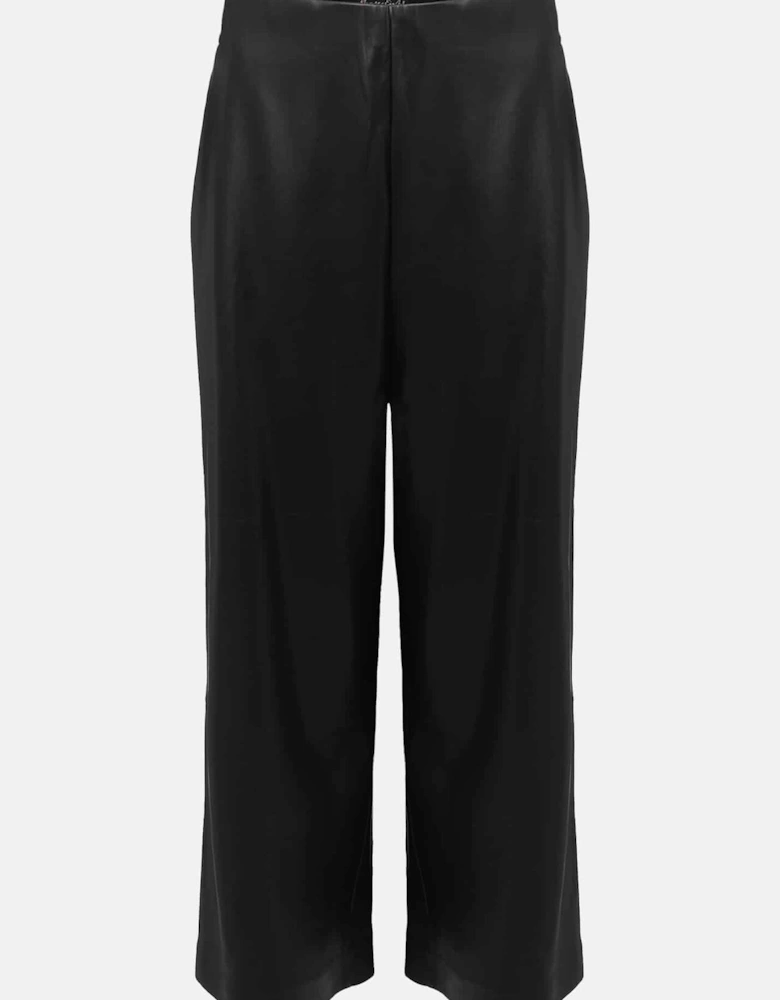 Emeline Black Faux Leather Culottes