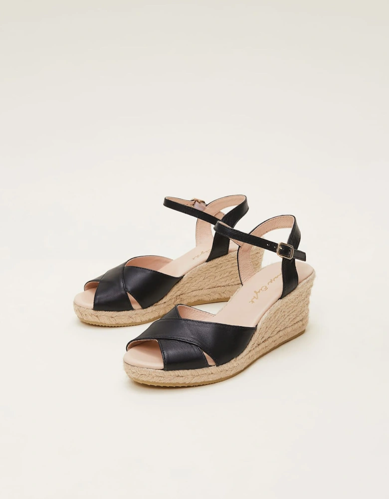 Leather Cross Front Espadrilles