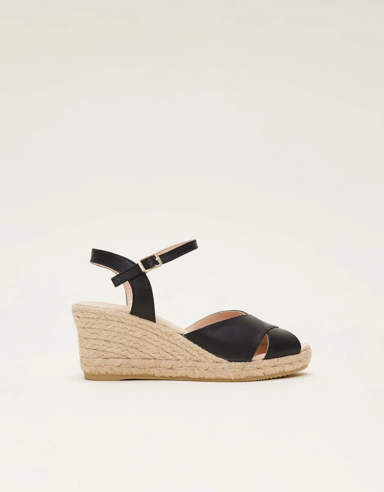 Leather Cross Front Espadrilles