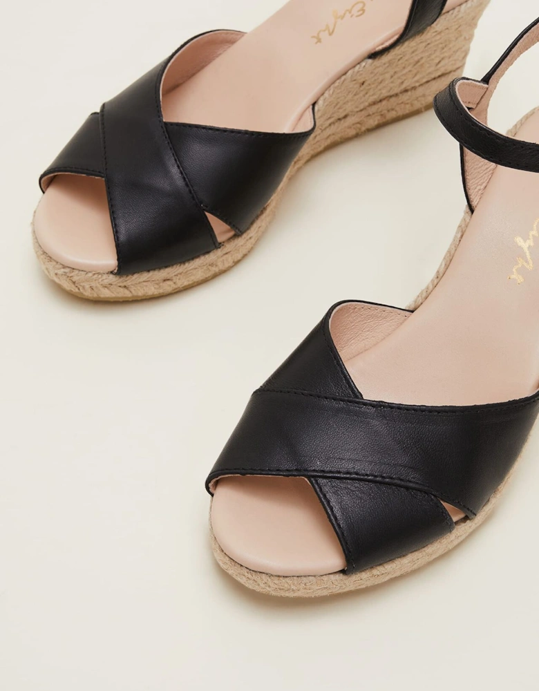 Leather Cross Front Espadrilles