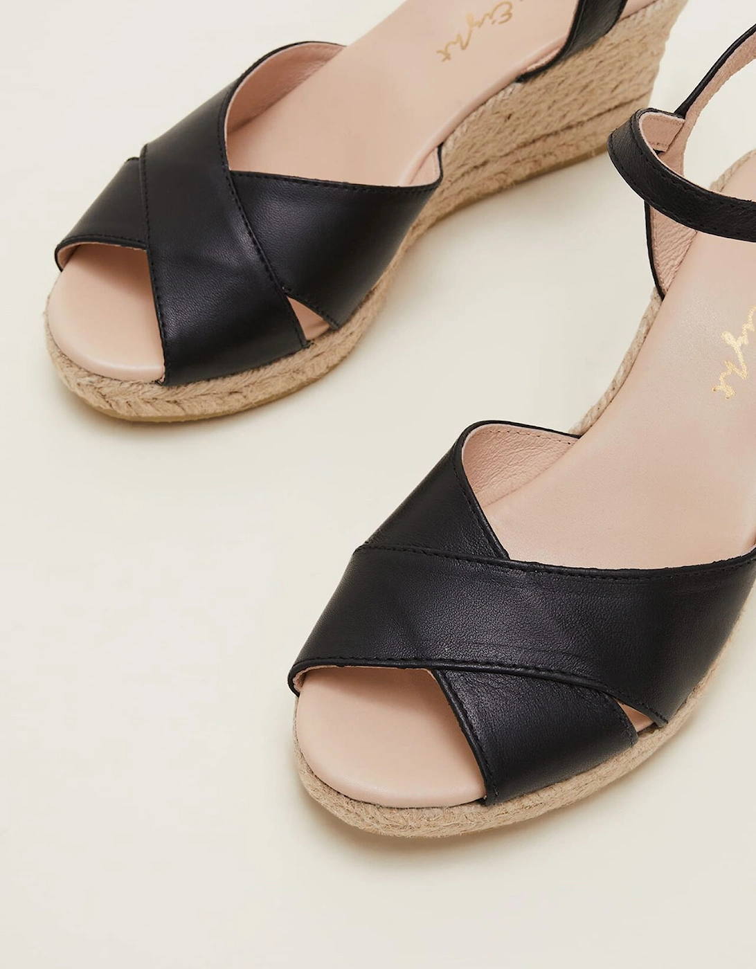 Leather Cross Front Espadrilles