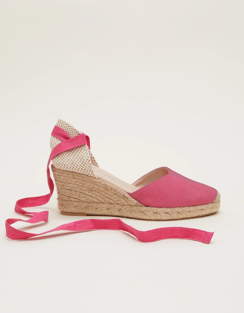 Suede Ankle Tie Espadrille Shoe