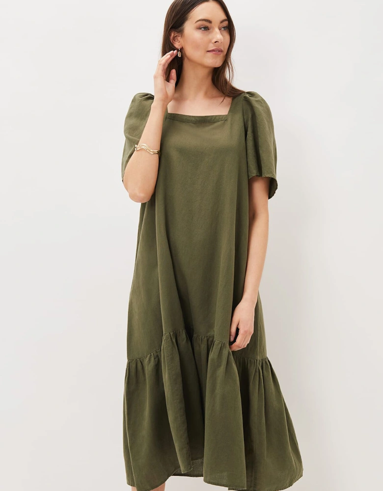 Claria Linen Midi Dress