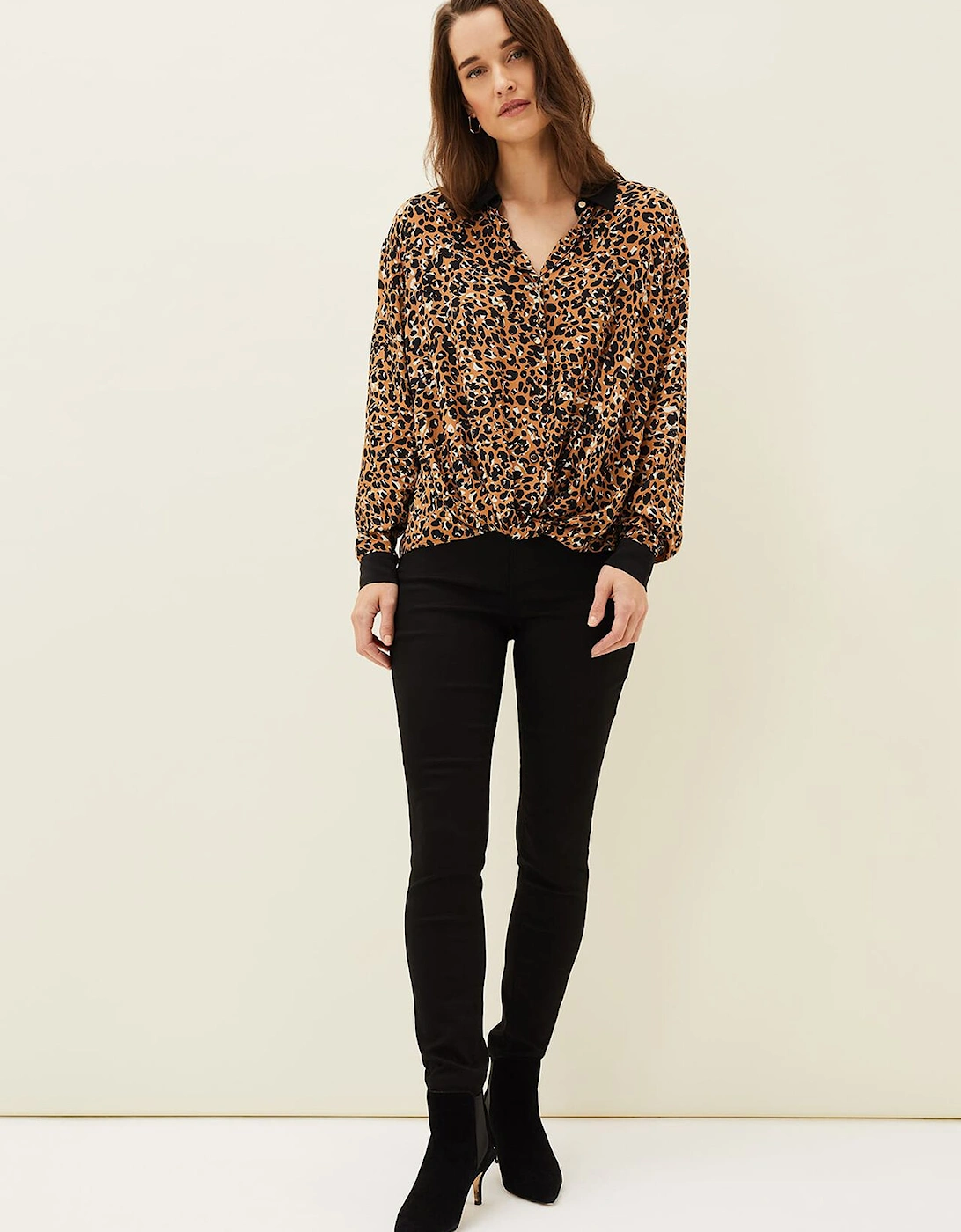 Kaelie Leopard Twist Front Blouse