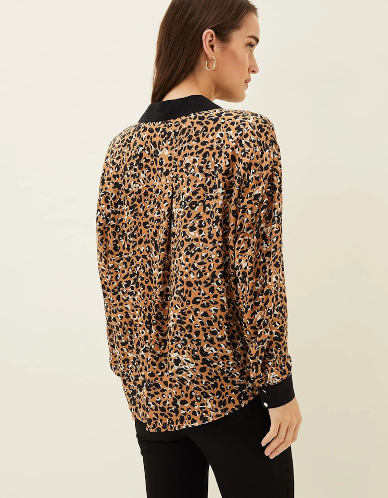 Kaelie Leopard Twist Front Blouse