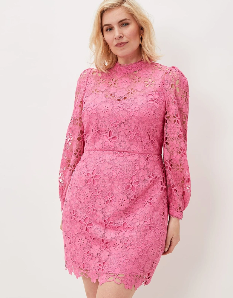 Doris Guipure Lace Highneck Dress