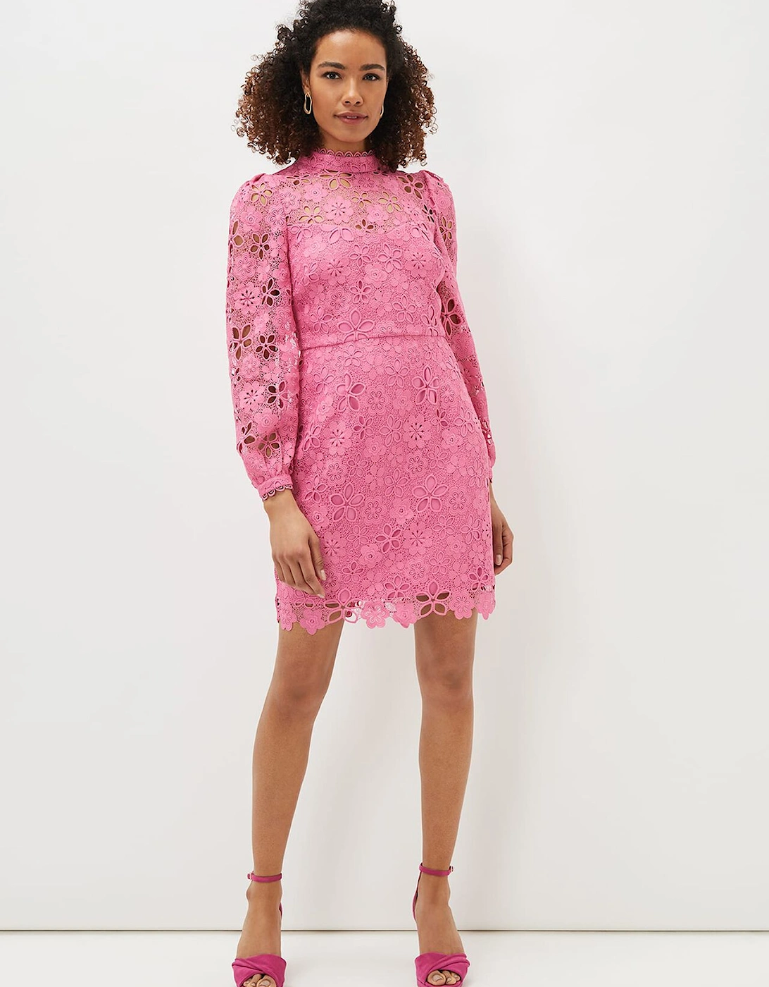 Doris Guipure Lace Highneck Dress