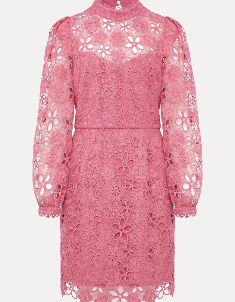 Doris Guipure Lace Highneck Dress