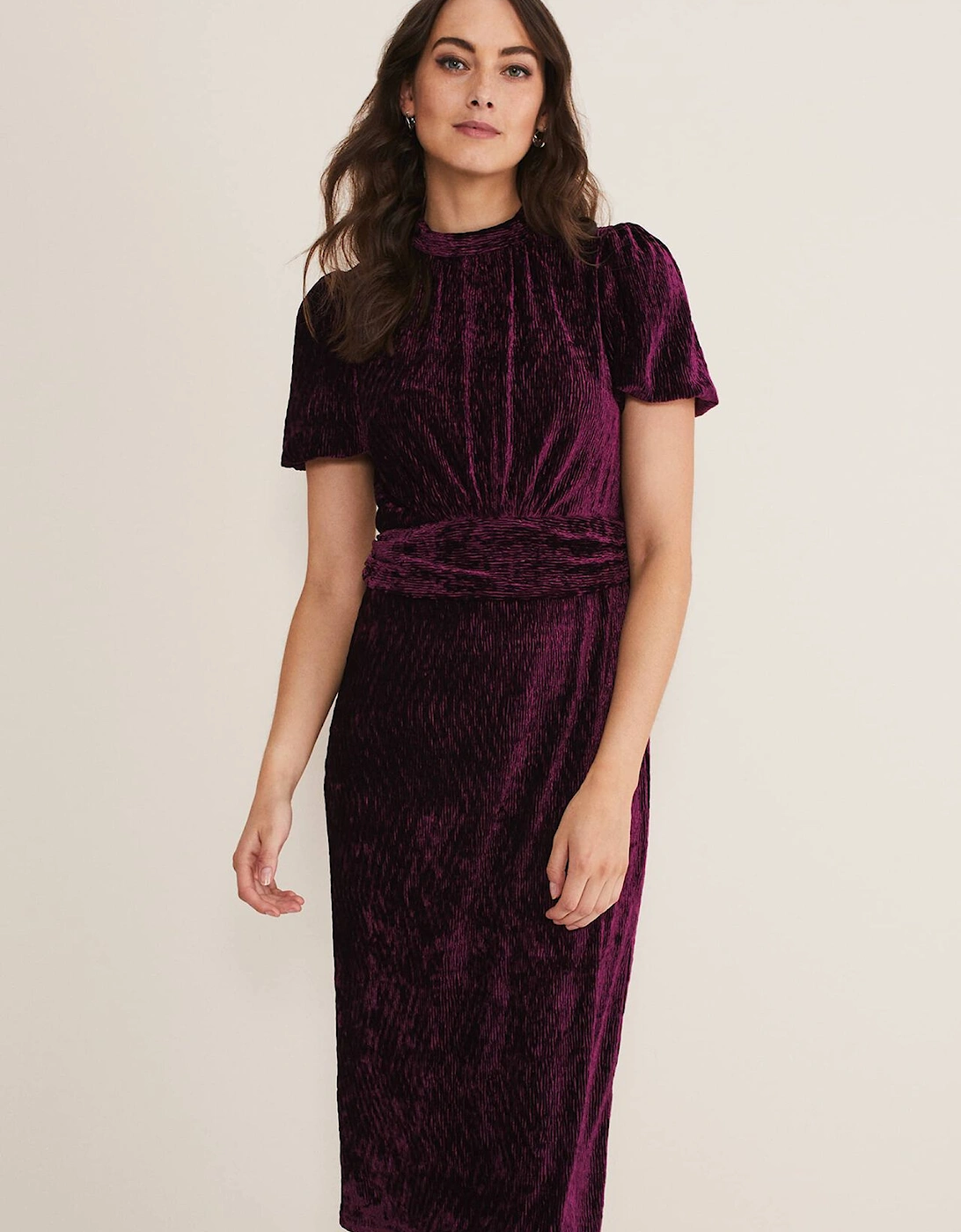 Kaylee Velvet Pleat Dress, 9 of 8